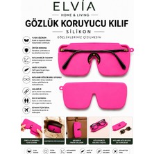 Elvia Home & Living %100 Silikon Gözlük Kılıfı, Asılabilir, Katlanabilir, Çantada Yer Kaplamaz-Pembe