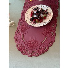 Zernura Deri Delik Işi Runner Bordo Vera Model 1 Adet