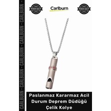 Carlburn #kolye 316L Kalite Paslanmaz Kararmaz Şık Acil Durum Hayat Kurtaran Deprem Düdüğü Çelik Kolye