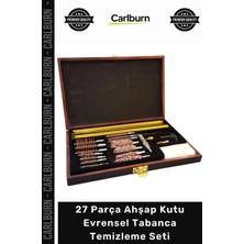 Carlburn Özel Üretim Pirinç Fırça Profesyonel Silah Bakım 27 Parça Ahşap Kutu Evrensel Tabanca Temizleme Seti