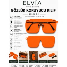 Elvia Home & Living Silikon Gözlük Kılıfı, Asılabilir, Katlanabilir, Çantada Yer Kaplamaz-Turuncu