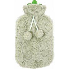 Ayrex 2 Litre Peluş Kılıflı Sıcak Su Torbası Uzun Süre Isı Koruyan Adet Sancısı Kas Ağrısı Bel Boyun Karın Ağrısı Için Ağrı Giderici Isı Terapisi Termofor (Yeşil)