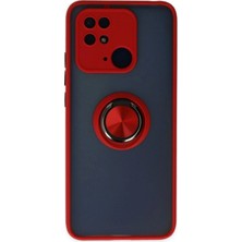 Marsilyan™- Xiaomi Redmi 10C Kılıf Montreal Yüzüklü Silikon Kapak - Kırmızı