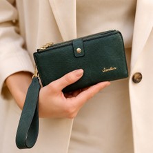 Parisienne Boutique Kadın Telefon Bölmeli Cüzdan Çok Gözlü Kartlıklı Fermuarlı Bilek Askılı Büyük Cüzdan