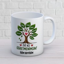 Ajans 313 AJANS313 Kişiye Özel Iyi Ki Öğretmenimsin Kupa Bardak - Değerler Ağacı & Hayat Ağacı Tasarımlı Hediye