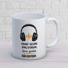 Ajans 313 AJANS313 Kişiye Özel Kendi Sesimi Dinliyorum Kupa Bardak - Kulaklık & Ses Dalgalı Müzik Tasarımlı Hediye
