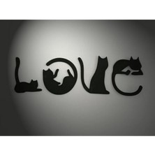Belirtilmemiş "love" Yazılı Kedi Figürlü Dekoratif Duvar Süsü