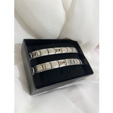 C&On Design Kişiselleştirilebilir Baş Harfli Çiftlere Özel Italyan Charm Çelik Bileklik - 2 Adet Sevgili Kombin Bilekliği