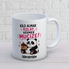 Ajans 313 AJANS313 Kişiye Özel Kilo Almak Kolay Vermek Mucize Kupa Bardak - Sevimli Panda Tasarımlı Hediye