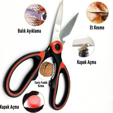 Happy Trend Vıvaluxe Kırmızı Ağır Hizmet Tipi Keskin Mutfak Makası, Çok Amaçlı Paslanmaz Çelik Makas, Tavuk, Balık, Et, Sebzeler, Otlar, Barbekü, Çiçekler, Kuruyemişler Için Mutfak Makası