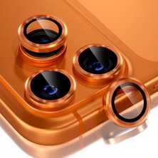 Happy Trend Choiche iPhone 17 Pro/iphone 17 Pro Max Kamera Lens Koruyucu, 9h Temperli Cam Kamera Kapağı Ekran Koruyucu Metal Halka Dekorasyon Aksesuarları (Turuncu) ile Uyumludur