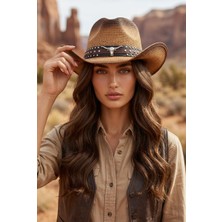 Ayarlanabilir Premium Kovboy Şapkası Hasır Western Şapka Erkek Kadın Unisex