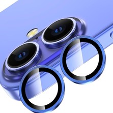 Happy Trend Babilden iPhone 16 / iPhone 16 Plus Ile Uyumlu Kamera Lens Koruyucu Kolay Kurulum Safir Parmak Izi Bırakmayan Anti-Reflective Kamera Lens Koruyucu (Mavi)