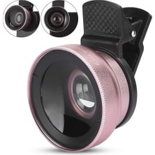 Happy Trend 2’si 1 Arada Klipsli Telefon Kamera Lensi 0.45X Ultra Geniş Açı 10X Makro 37MM Evrensel 49MM Uv Port Rose Gold