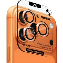 Happy Trend Minesk iPhone 17 Pro / 17 Pro Max / 16 Pro / 16 Pro Max ile UYUMLU%100 Orijinal Gerçek Safir Cam Cihazın Kendi Lensleri ile Aynı Kalitede Lens Koruyucu Kamera Camı (Kozmik Turuncu)