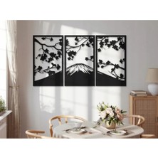 Belirtilmemiş Fuji Dağı ve Kiraz Çiçekleri Temalı Dekoratif Duvar Süsü (3 Parça)