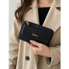 Parisienne Boutique Kadın Telefon Bölmeli Cüzdan Çok Gözlü Fermuarlı Kartlıklı Uzun Askılı Çapraz Cüzdan
