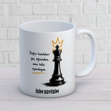 Ajans 313 AJANS313 Kişiye Özel Doğru Hamleleri Geç Öğrendim Kupa Bardak - Taçlı Şah Satranç Tasarımlı Ofis Hediyesi