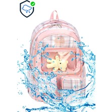 LilyMoon Dolcezza Çok Bölmeli Şeffaf Ön Cepli Toka Detaylı Ayıcıklı Okul Sırt Çantası 42X30X16 cm