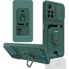 Marsilyan™- Xiaomi Redmi Note 11T Kılıf Zuma Kartvizitli Yüzüklü Silikon - Yeşil