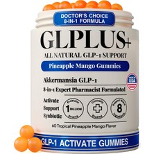 Glp-1  60 Gummies For Women & Men, 8-In-1 Akkermansia Probiotic Gut Health Prebiotic Fiber With Turmeric & Resveratrol | Mango Pineapple