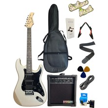 Sazhane Gri Elektro Gitar Full Set-E.gitar-Stand-Amfi-Kablo-Kılıf-Tuner-Askı-Pena