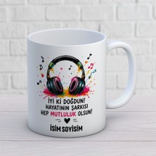 Ajans 313 AJANS313 Kişiye Özel Hayatının Şarkısı Hep Mutluluk Olsun Kupa Bardak - Müzik Severlere Doğum Günü Hediyesi