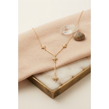 Havor Pirinç Gold Renk Zirkon Taşlı Kutup Yıldızı Model Kadın Kolye