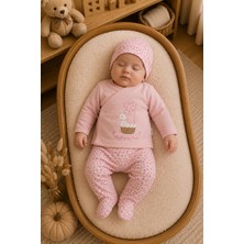 Bebitof Petit Baby My Flying Duck 2 Parça Unisex Bebek Takımı Pudra – Uzun Kollu Üst ve Ayaklı Alt Yenidoğan Takımı Hastane Çıkışı Seti