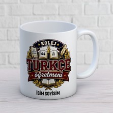 Ajans 313 AJANS313 Kolej Amblemli Türkçe Öğretmeni Kişiye Özel Kupa Bardak - Prestijli Öğretmen Hediyesi