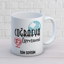 Ajans 313 AJANS313 Isme Özel Coğrafya Öğretmeni Kupa Bardak - Dünya Motifli Öğretmenler Günü Kupası