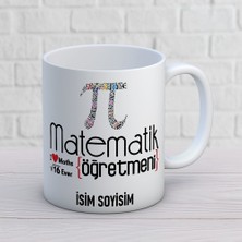Ajans 313 AJANS313 Isme Özel Matematik Öğretmeni Kupa Bardak - Pi Sayısı Tasarımlı Öğretmenler Günü Kupası