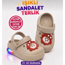 papucumun dünyası Çocuk Cross Eva Işıklı  Hafif Günlük Havuz Kreş Kumsal Kullanışlı Terlik