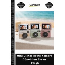 Carlburn #kamera 4K 68MP Vlog Selfie Fotoğraf Makinesi Kompakt Mini Dijital Retro Kamera Dönebilen Ekran