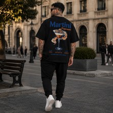 Elze Moda A Kalite Erkek Premium Martini Sırt Baskılı Oversize T-Shirt