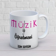 Ajans 313 AJANS313 Isme Özel Müzik Öğretmeni Kupa Bardak - Sol Anahtarı Tasarımlı Öğretmenler Günü Kupası