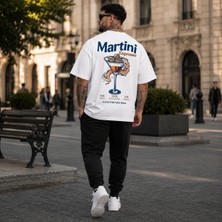 Elze Moda A Kalite Erkek Premium Martini Sırt Baskılı Oversize T-Shirt