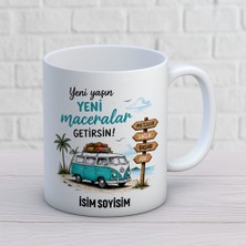 Ajans 313 AJANS313 Kişiye Özel Yeni Yaşın Yeni Macerarlar Getirsin Kupa Bardak - Vosvos ve Tabela Tasarımlı Hediye