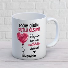 Ajans 313 AJANS313 Kişiye Özel Doğum Günün Kutlu Olsun Kupa Bardak - Kalp Balonlu Anlamlı Hediye