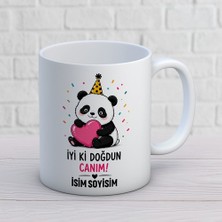 Ajans 313 AJANS313 Kişiye Özel Iyi Ki Doğdun Canım Kupa Bardak - Kalp Tutan Panda Tasarımlı Sevimli Hediye