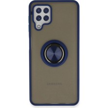 Marsilyan™- Samsung Galaxy A22 Kılıf Montreal Yüzüklü Silikon Kapak - Lacivert
