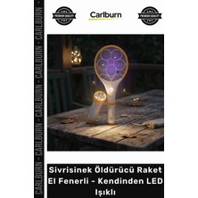 Carlburn Özel Üretim Şarjlı Güçlü Kaliteli Sivrisinek Öldürücü Raket El Fenerli Kendinden LED Işıklı