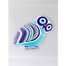 Mundy Polyester Kabartmalı Nazar Baykuş Bozcaada Magnet 5,5 x 9 cm  Dekoratif Hediyelik Buzdolabı Süsü  (KOD:1834)