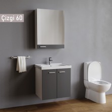 Sungur's Store Wons Çizgi 60 cm Antrasit Gri Banyo