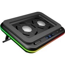 Sungur's Store Siyah 120MM Rgb Aydınlatmalı 5 Modlu 2 Fanlı Notebook Soğutucu
