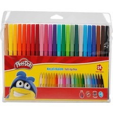 Sungur's Store 24 Renkli 2 mm Keçeli Kalem Seti, Play-Doh Eğlencesiyle