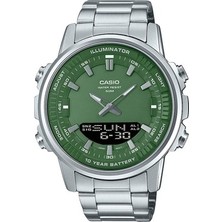 Sungur's Store Casio AMW-880D-3AVDF Erkek Kol Saati Yeşil Kadran 5 Atm Suya Dayanıklı Çelik Kasa ve