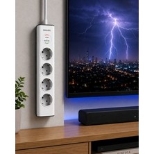 Sungur's Store Dörtlü Akım Korumalı Priz, 3680 W Güç ve 2m Kablo ile