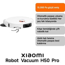 Sungur's Store Robot Vacuum H50 Pro Beyaz Akıllı Robot Süpürge + Paspas - 15000 Pa Emiş Gücü ( Xiaomi Tr