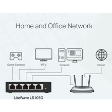 Sungur's Store Tp-Link LS105G 5 Port 10-100-1000 Mbps Switch Metal